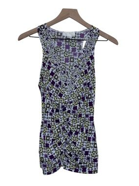 XOXO Y2K Medium Ruffled Sleeveless Geometic Stretchy Ruched Top Purple